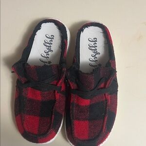 Red Buffalo Plaid Slip-On-Shoes Gypsy Jazz